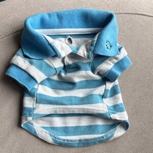 Doggie Design Boutique Blue Striped Polo Shirt Small